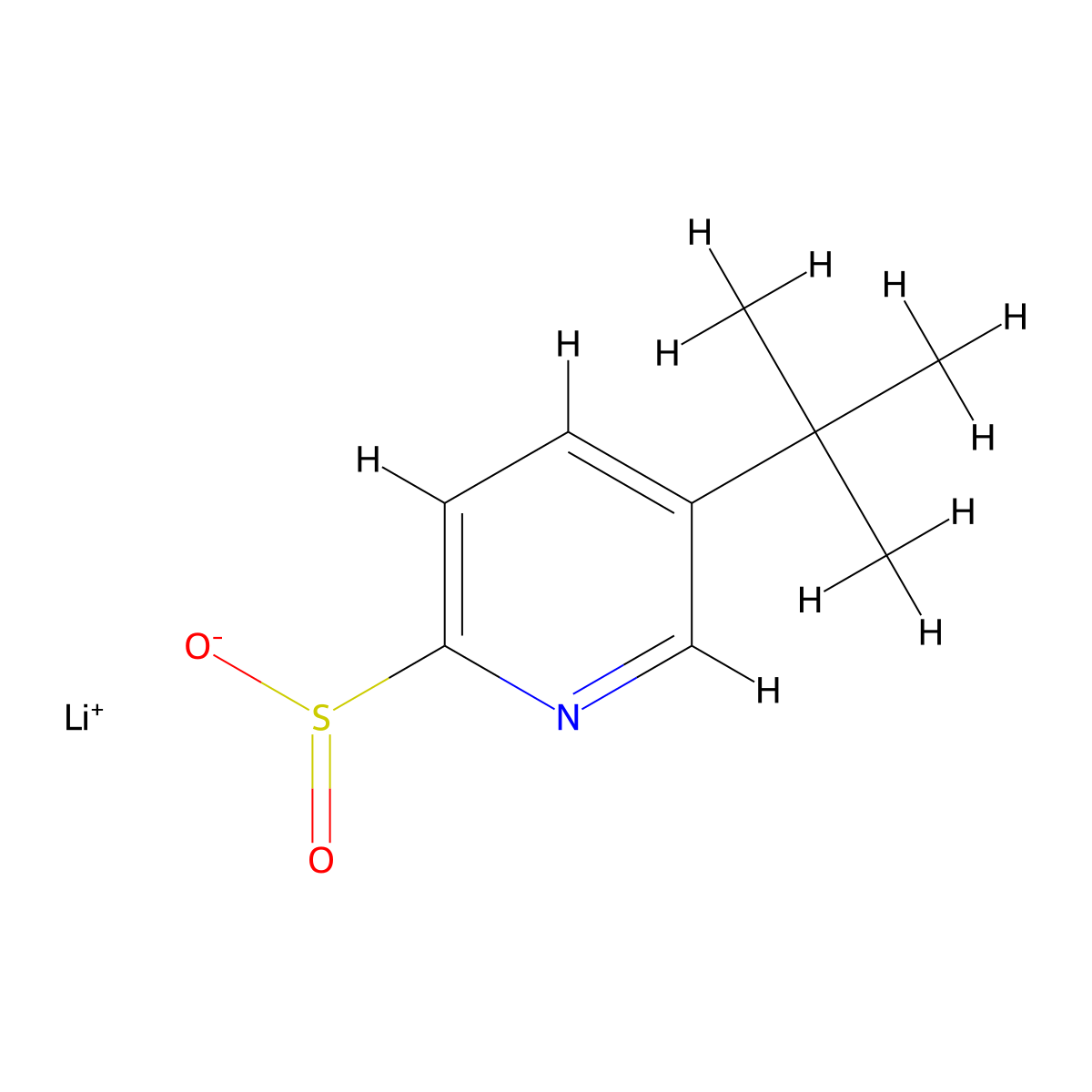 Lithium(1+)ion5-tert-butylpyridine-2-sulfinate molecular structure, CAS 2241130-64-1