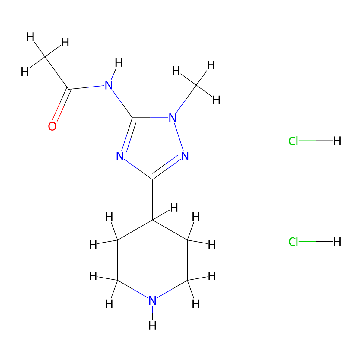 N-[1-methyl-3-(piperidin-4-yl)-1H-1,2,4-triazol-5-yl]acetamide dihydrochloride molecular structure, CAS 2241130-70-9