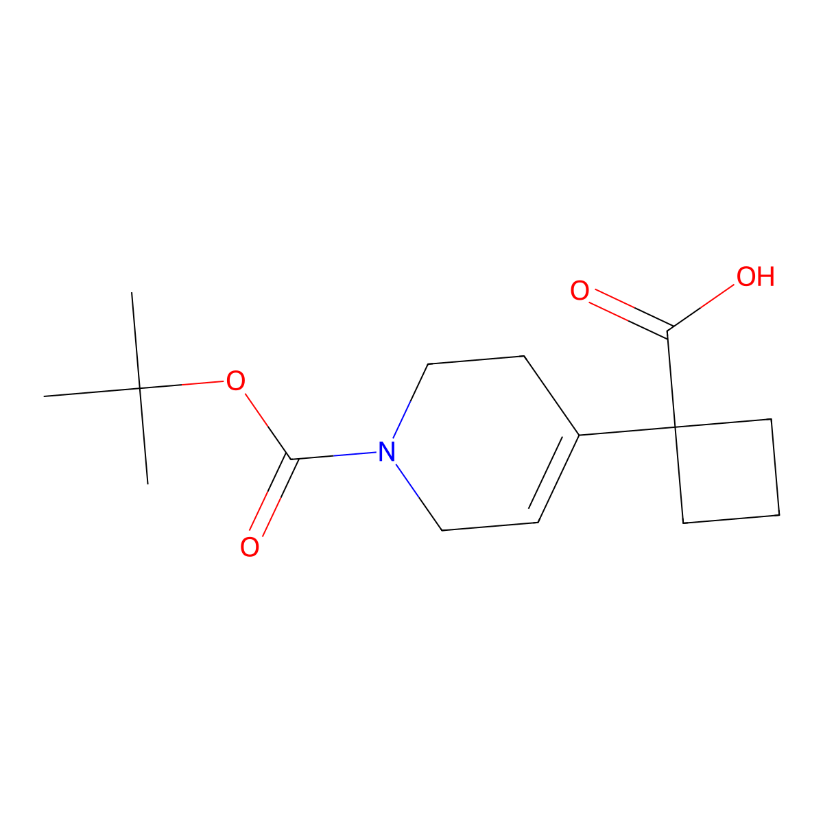 1-{1-[(Tert-butoxy)carbonyl]-1,2,3,6-tetrahydropyridin-4-yl}cyclobutane-1-carboxylic acid molecular structure, CAS 2241130-74-3