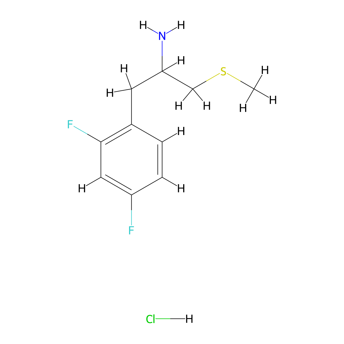 1-(2,4-Difluorophenyl)-3-(methylsulfanyl)propan-2-amine hydrochloride molecular structure, CAS 2241130-75-4