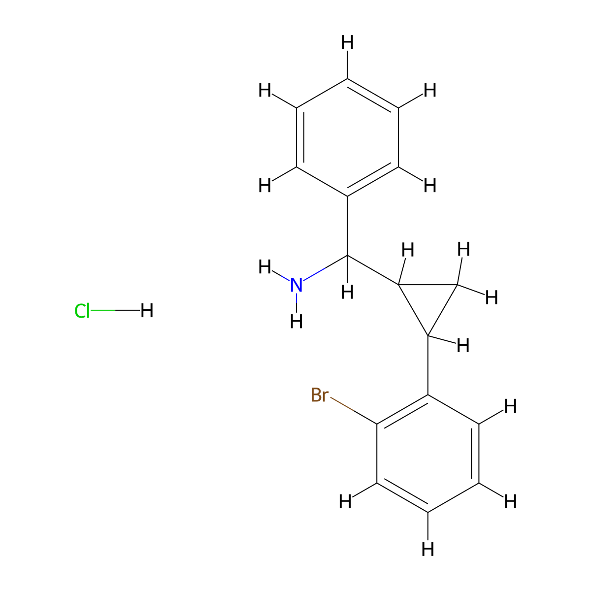 [2-(2-Bromophenyl)cyclopropyl](phenyl)methanamine hydrochloride molecular structure, CAS 2241130-98-1