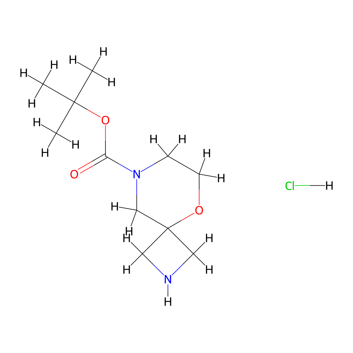Tert-butyl 5-oxa-2,8-diazaspiro[3.5]nonane-8-carboxylate hydrochloride molecular structure, CAS 2241130-99-2