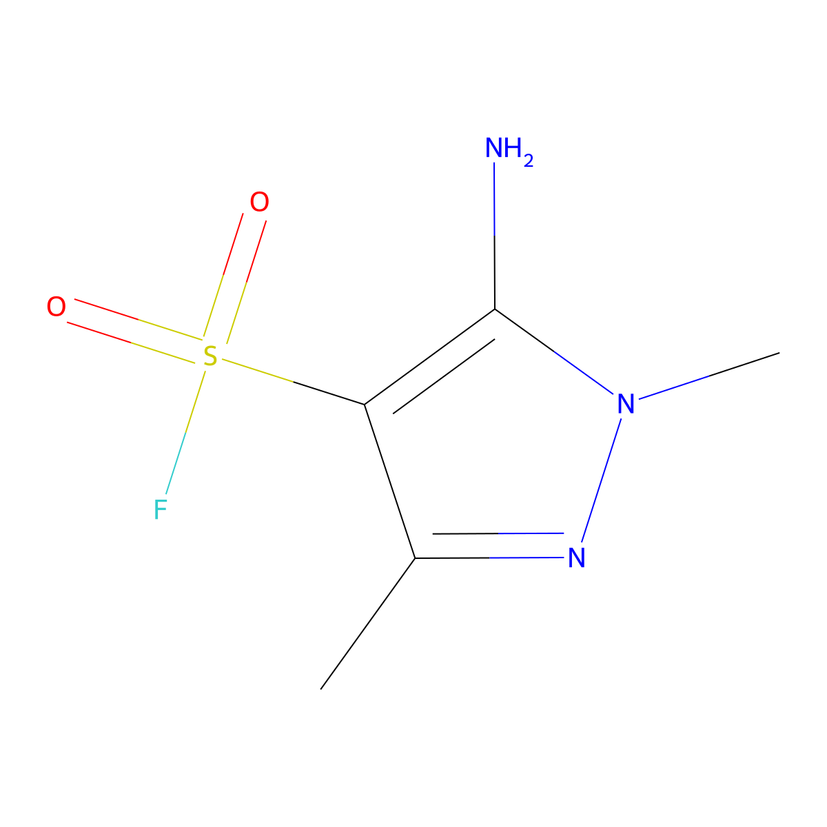 5-amino-1,3-dimethyl-1H-pyrazole-4-sulfonyl fluoride molecular structure, CAS 2241131-00-8