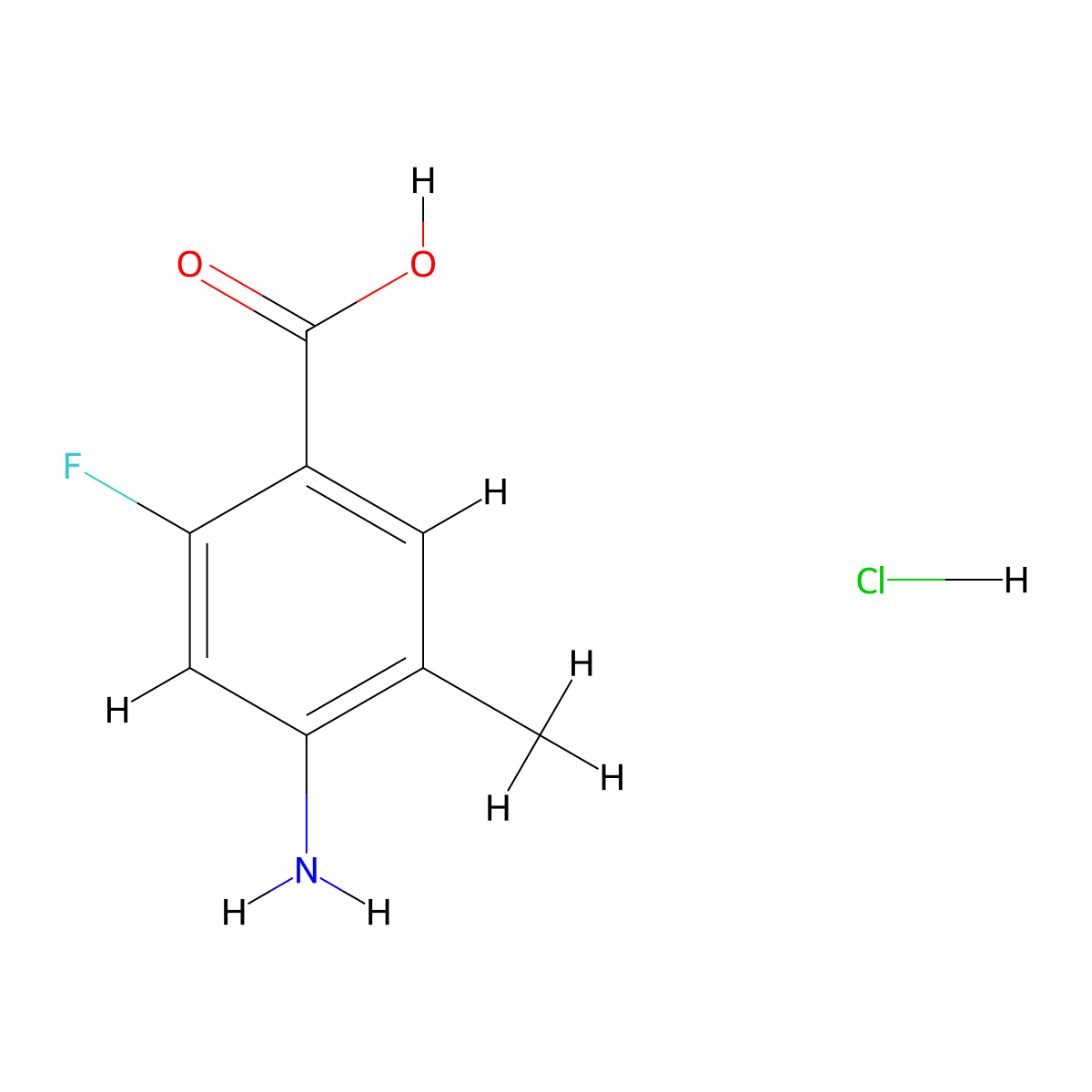 4-Amino-2-fluoro-5-methylbenzoic acid hydrochloride molecular structure, CAS 2241131-04-2