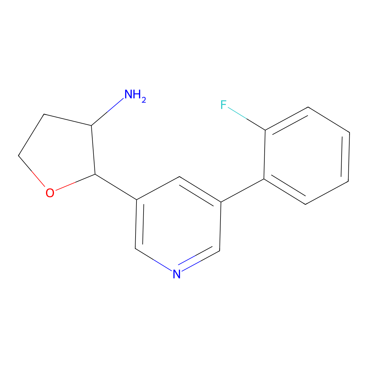 rac-(2R,3S)-2-[5-(2-fluorophenyl)pyridin-3-yl]oxolan-3-amine molecular structure, CAS 2241131-11-1