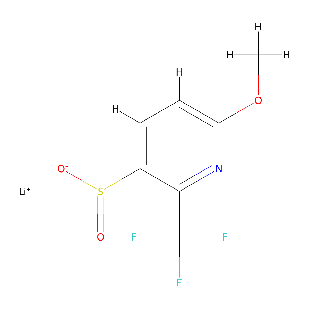 Lithium(1+) 6-methoxy-2-(trifluoromethyl)pyridine-3-sulfinate molecular structure, CAS 2241131-15-5