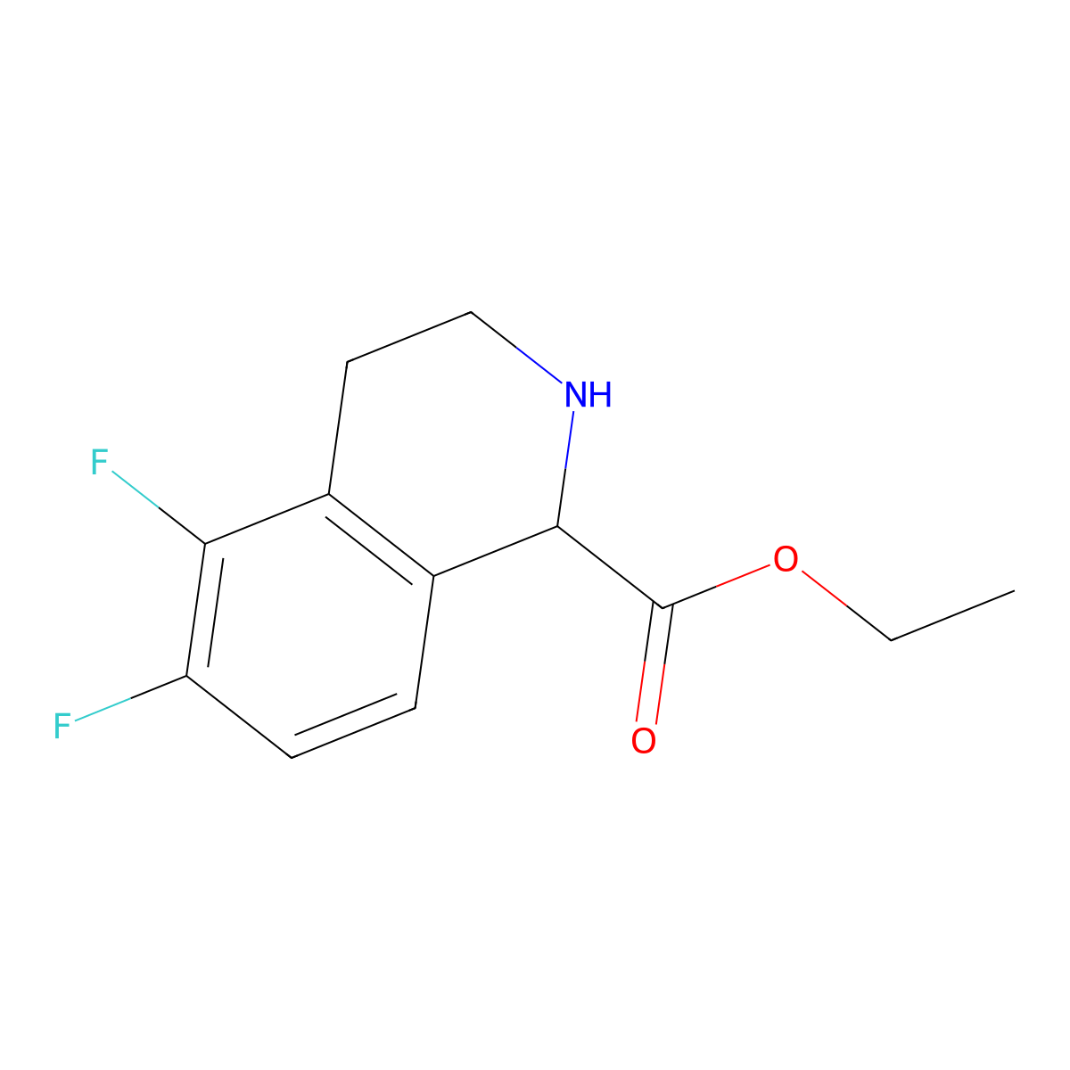 Ethyl 5,6-difluoro-1,2,3,4-tetrahydroisoquinoline-1-carboxylate molecular structure, CAS 2241131-16-6