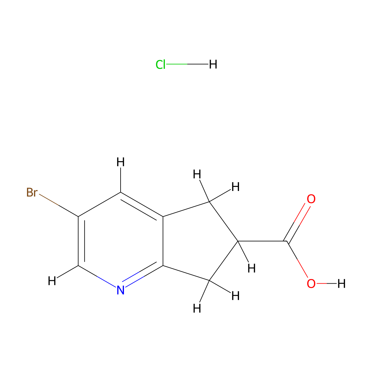 3-bromo-5H,6H,7H-cyclopenta[b]pyridine-6-carboxylic acid hydrochloride molecular structure, CAS 2241131-20-2