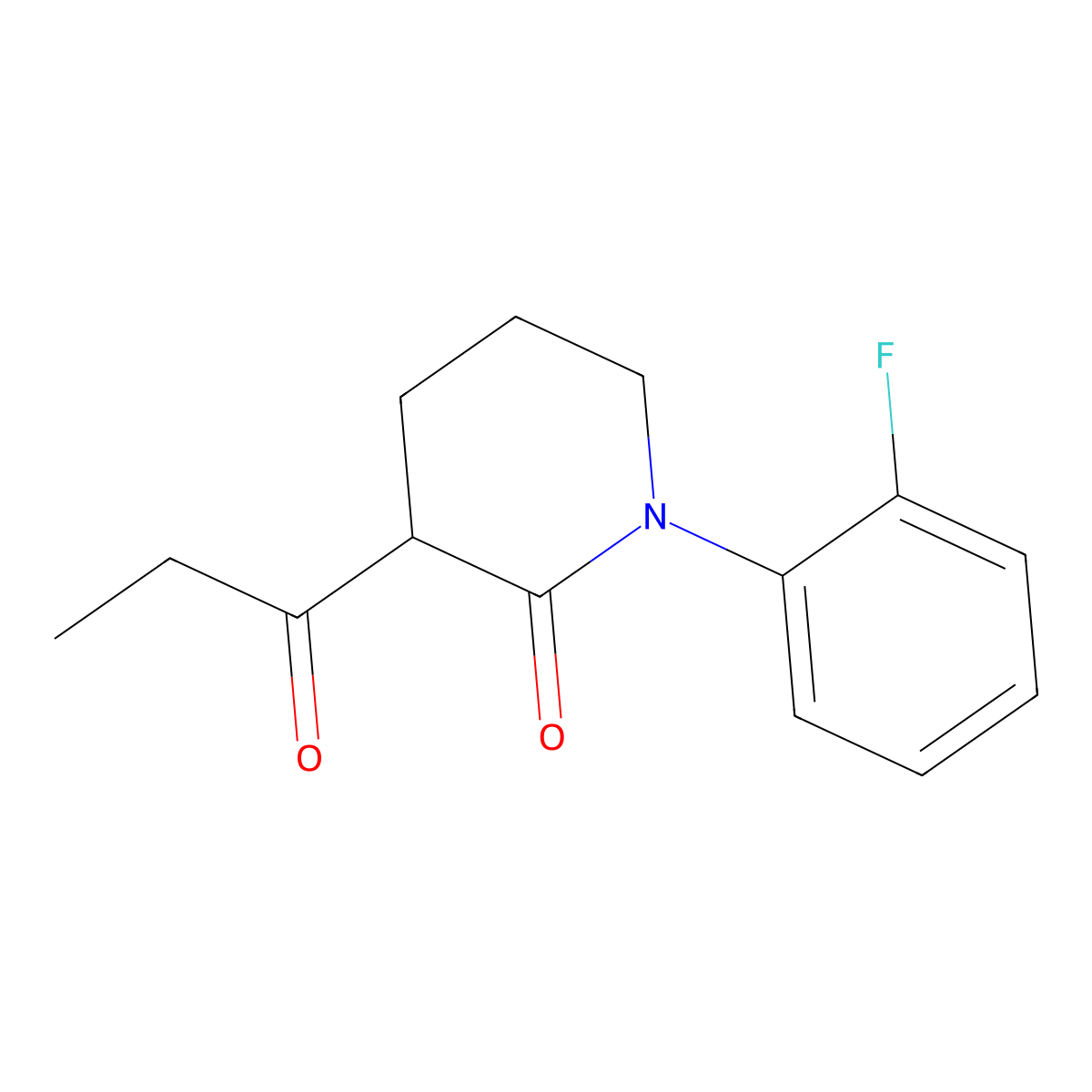 1-(2-Fluorophenyl)-3-propanoylpiperidin-2-one molecular structure, CAS 2241131-27-9