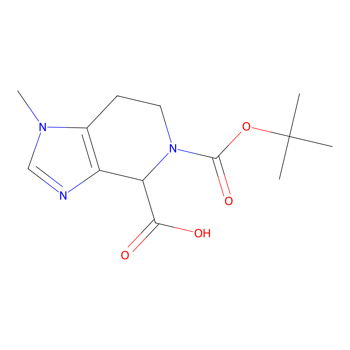 1-Methyl-5-[(2-methylpropan-2-yl)oxycarbonyl]-6,7-dihydro-4H-imidazo[4,5-c]pyridine-4-carboxylic acid molecular structure, CAS 2241131-28-0