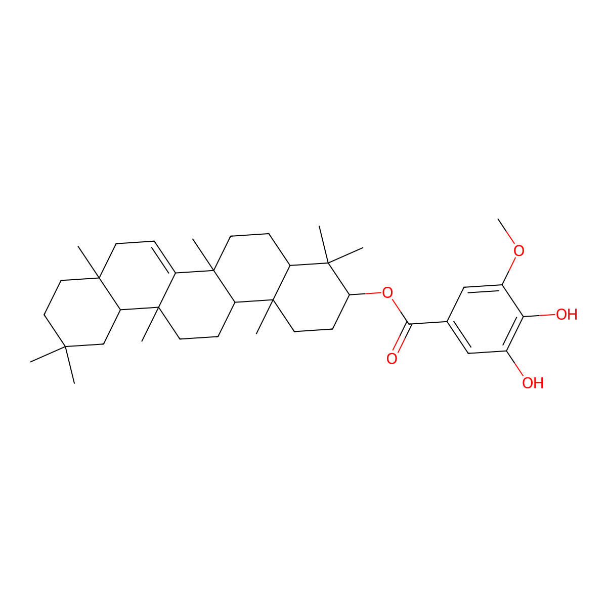 [(3S,4aR,6aR,6aS,8aR,12aR,14aR,14bR)-4,4,6a,6a,8a,11,11,14b-octamethyl-1,2,3,4a,5,6,8,9,10,12,12a,13,14,14a-tetradecahydropicen-3-yl] 3,4-dihydroxy-5-methoxybenzoate molecular structure, CAS 2241135-31-7