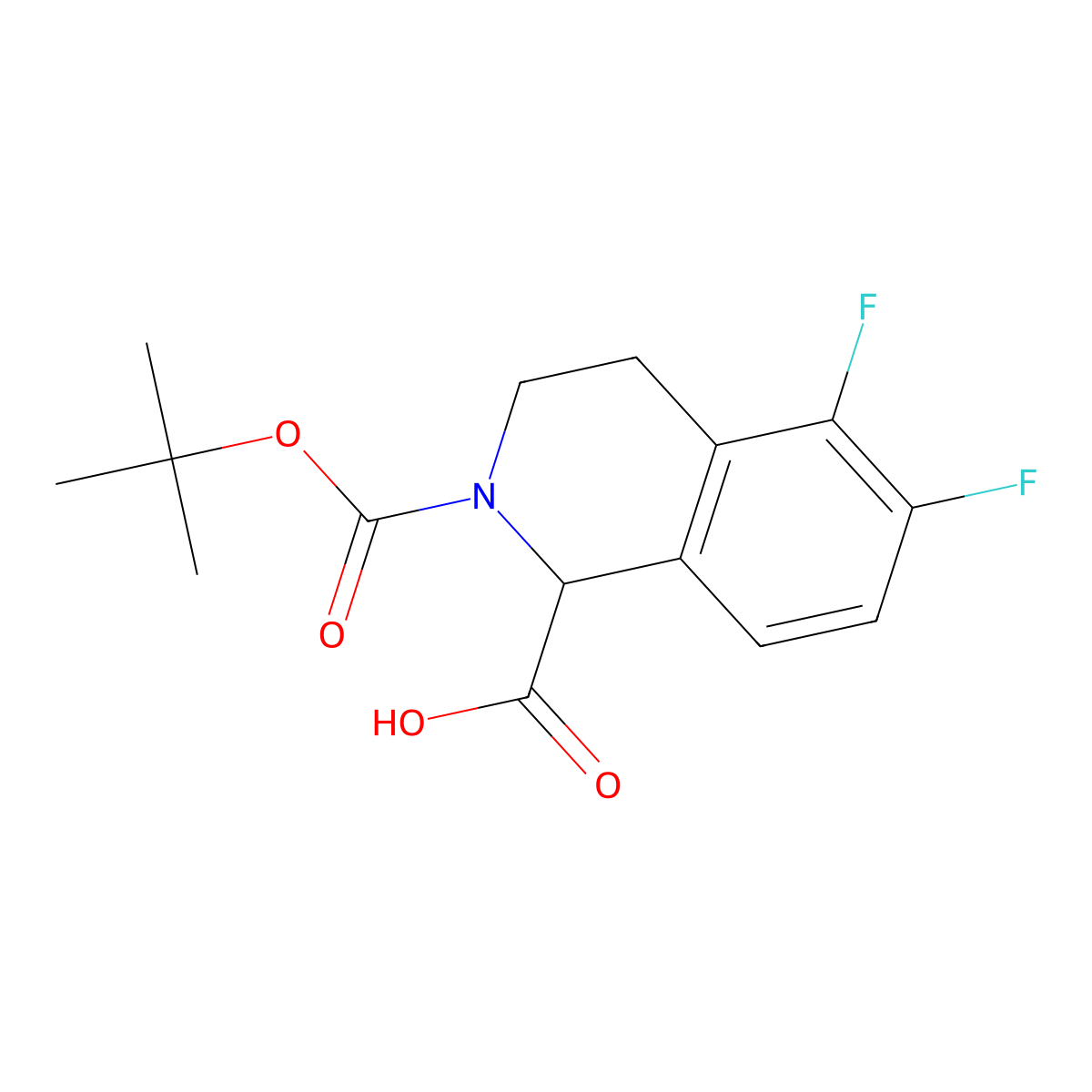 2-[(Tert-butoxy)carbonyl]-5,6-difluoro-1,2,3,4-tetrahydroisoquinoline-1-carboxylic acid molecular structure, CAS 2241138-04-3