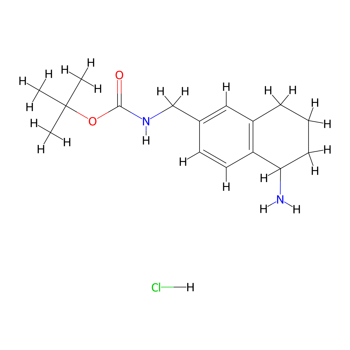 tert-butyl N-[(5-amino-5,6,7,8-tetrahydronaphthalen-2-yl)methyl]carbamate hydrochloride molecular structure, CAS 2241138-10-1