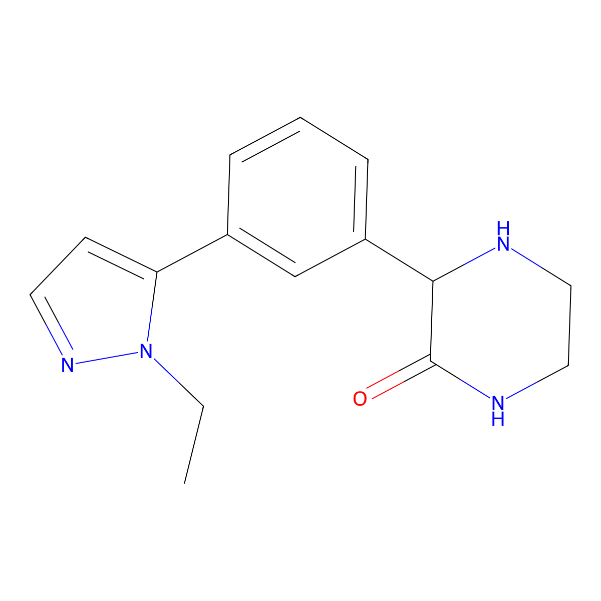 3-[3-(1-ethyl-1H-pyrazol-5-yl)phenyl]piperazin-2-one molecular structure, CAS 2241138-16-7