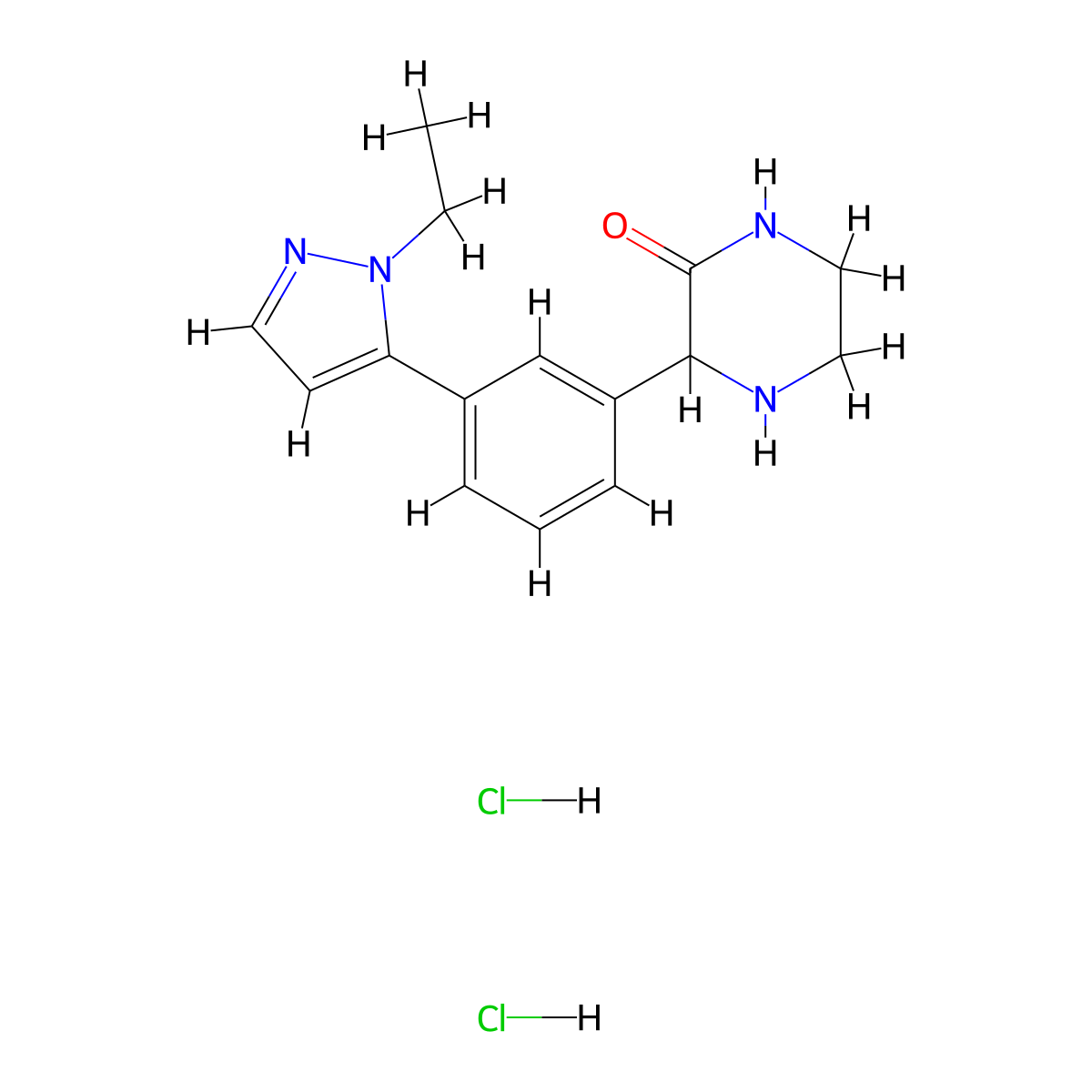 3-[3-(1-ethyl-1H-pyrazol-5-yl)phenyl]piperazin-2-one dihydrochloride molecular structure, CAS 2241138-17-8