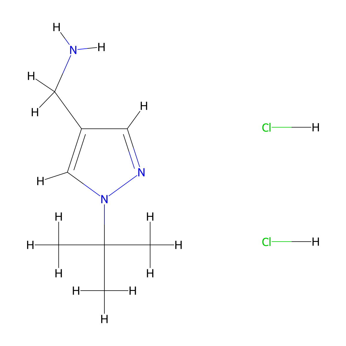 (1-tert-butyl-1H-pyrazol-4-yl)methanamine dihydrochloride molecular structure, CAS 2241138-18-9