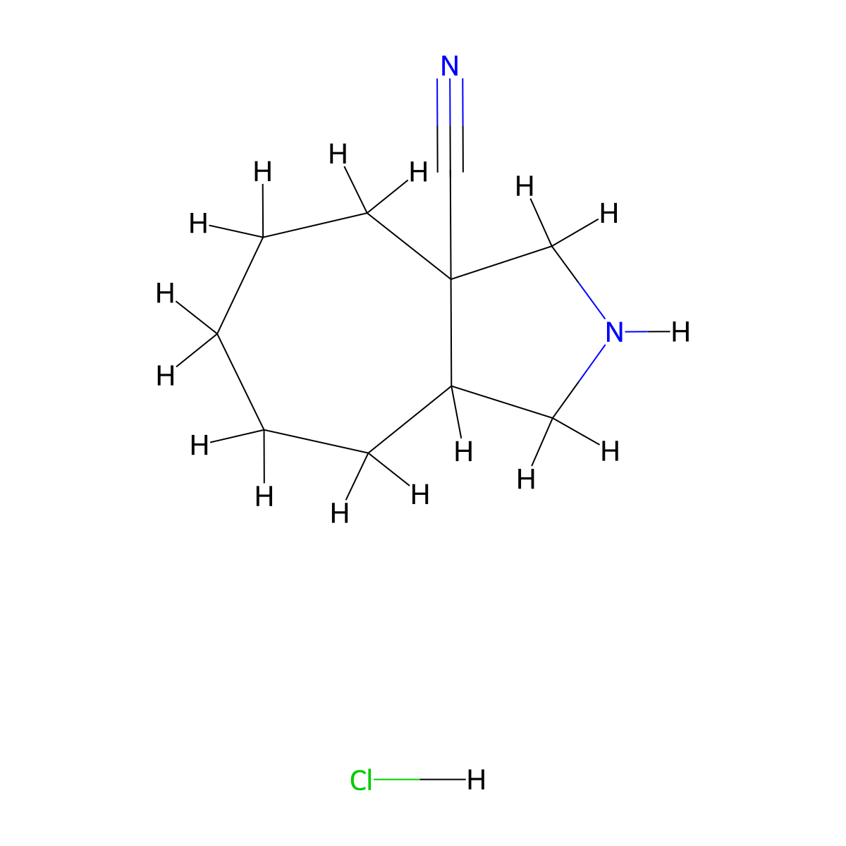 Decahydrocyclohepta(c)pyrrole-3a-carbonitrile hydrochloride molecular structure, CAS 2241138-20-3
