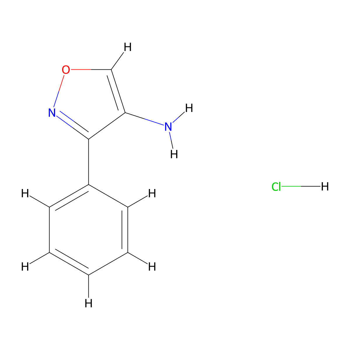 3-Phenyl-1,2-oxazol-4-amine hydrochloride molecular structure, CAS 2241138-22-5