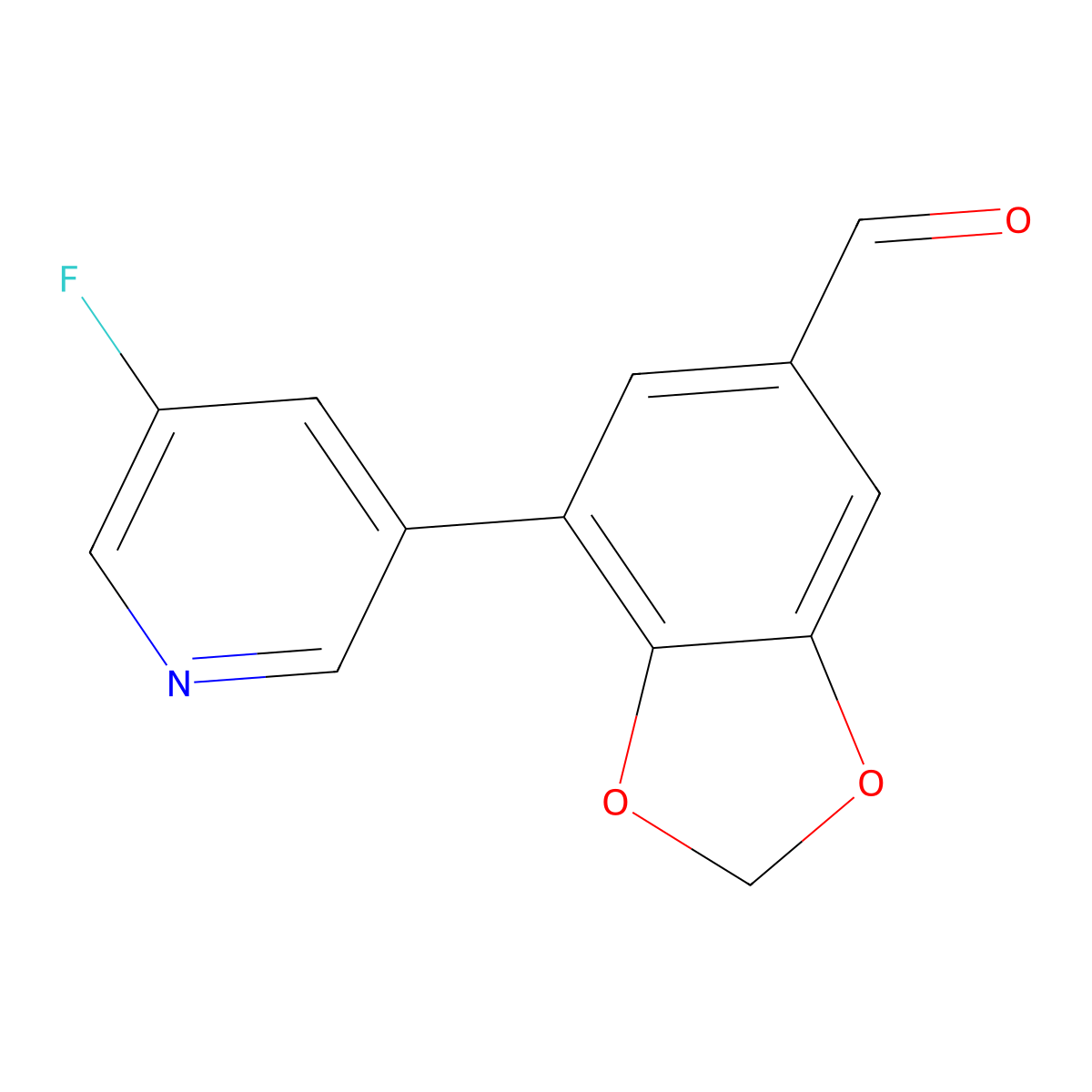 7-(5-Fluoropyridin-3-yl)-1,3-benzodioxole-5-carbaldehyde molecular structure, CAS 2241138-28-1