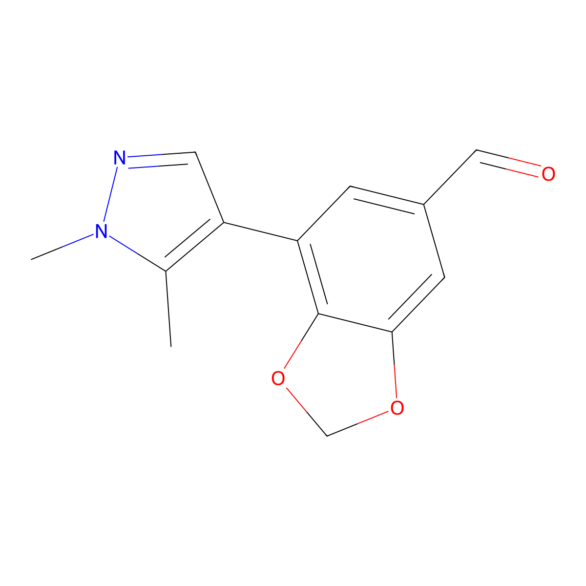 7-(1,5-dimethyl-1H-pyrazol-4-yl)-1,3-dioxaindane-5-carbaldehyde molecular structure, CAS 2241138-32-7