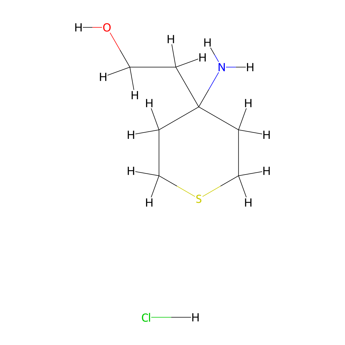 2-(4-Aminothian-4-yl)ethan-1-ol hydrochloride molecular structure, CAS 2241138-41-8
