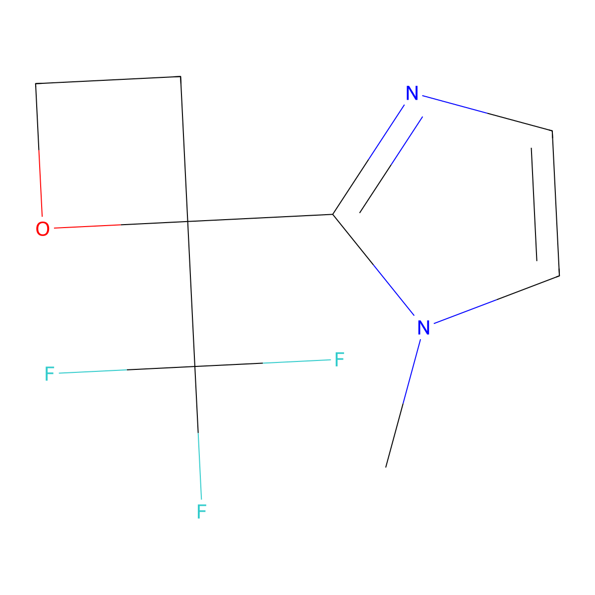 1-methyl-2-[2-(trifluoromethyl)oxetan-2-yl]-1H-imidazole molecular structure, CAS 2241138-45-2