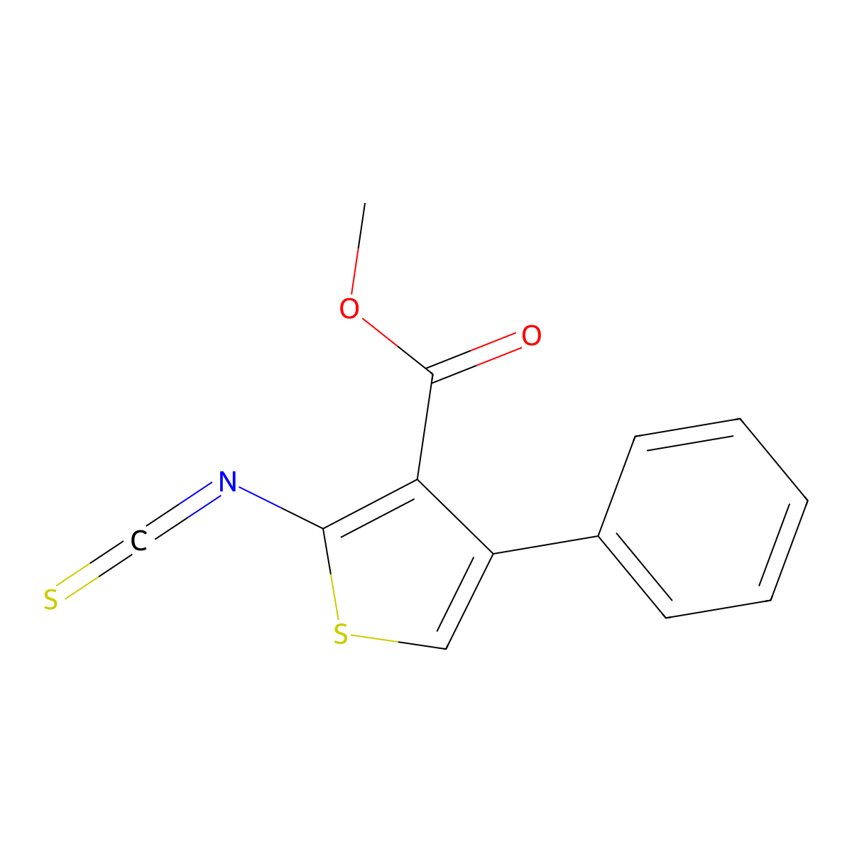 Methyl 2-isothiocyanato-4-phenylthiophene-3-carboxylate molecular structure, CAS 2241138-49-6