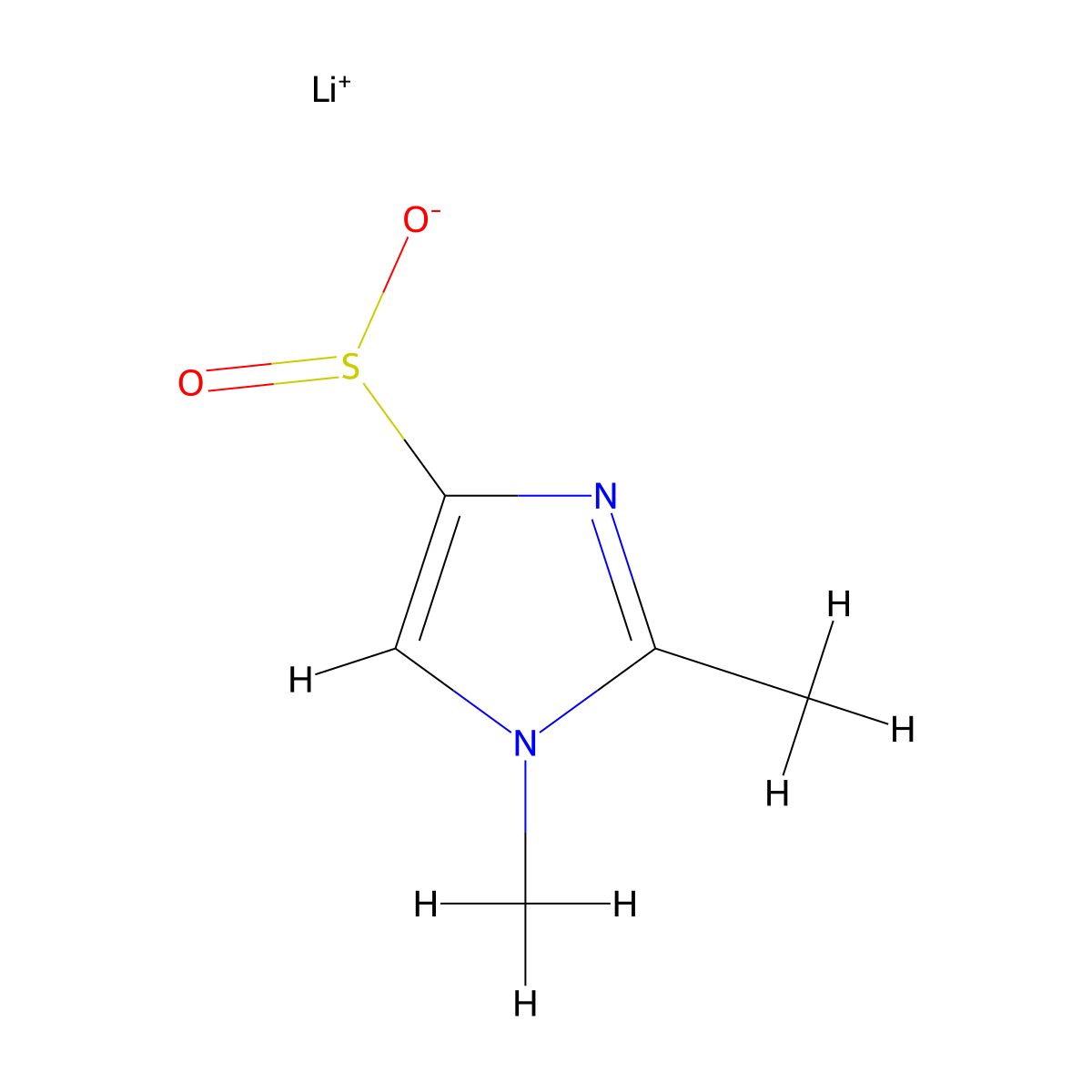 lithium(1+) ion 1,2-dimethyl-1H-imidazole-4-sulfinate molecular structure, CAS 2241138-54-3