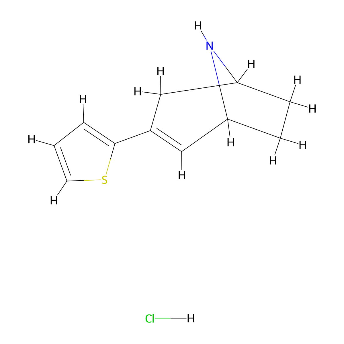 3-(Thiophen-2-yl)-8-azabicyclo[3.2.1]oct-2-ene hydrochloride molecular structure, CAS 2241138-64-5