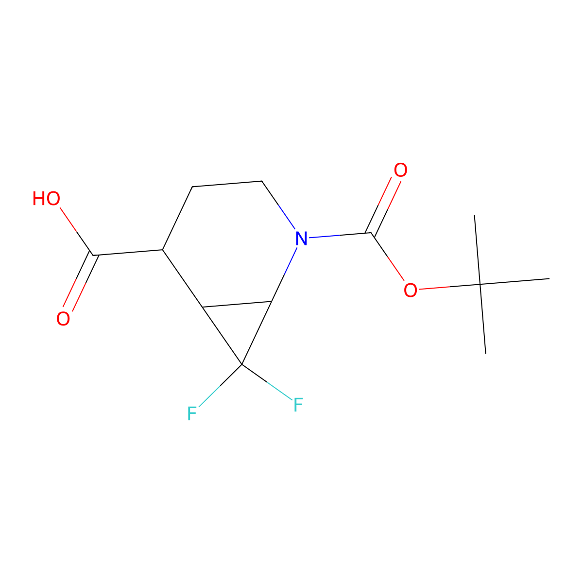 2-[(Tert-butoxy)carbonyl]-7,7-difluoro-2-azabicyclo[4.1.0]heptane-5-carboxylic acid molecular structure, CAS 2241138-67-8