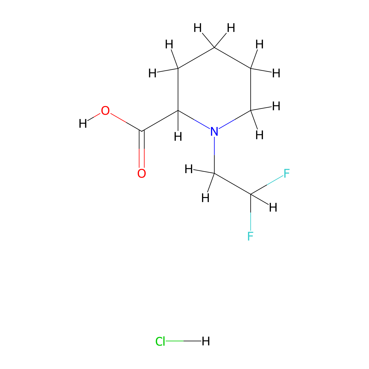 1-(2,2-Difluoroethyl)piperidine-2-carboxylic acid hydrochloride molecular structure, CAS 2241138-91-8
