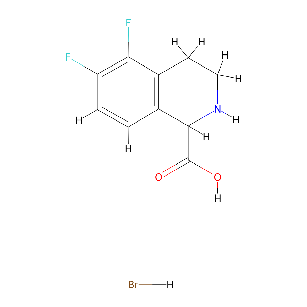 5,6-Difluoro-1,2,3,4-tetrahydroisoquinoline-1-carboxylicacidhydrobromide molecular structure, CAS 2241138-94-1