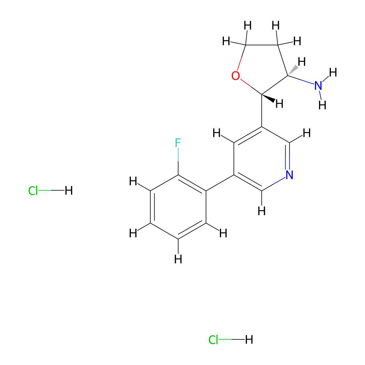 (2S,3R)-2-[5-(2-Fluorophenyl)pyridin-3-yl]oxolan-3-amine;dihydrochloride molecular structure, CAS 2241138-98-5