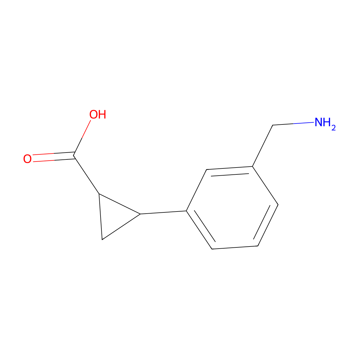 rac-(1R,2R)-2-[3-(aminomethyl)phenyl]cyclopropane-1-carboxylic acid molecular structure, CAS 2241138-99-6