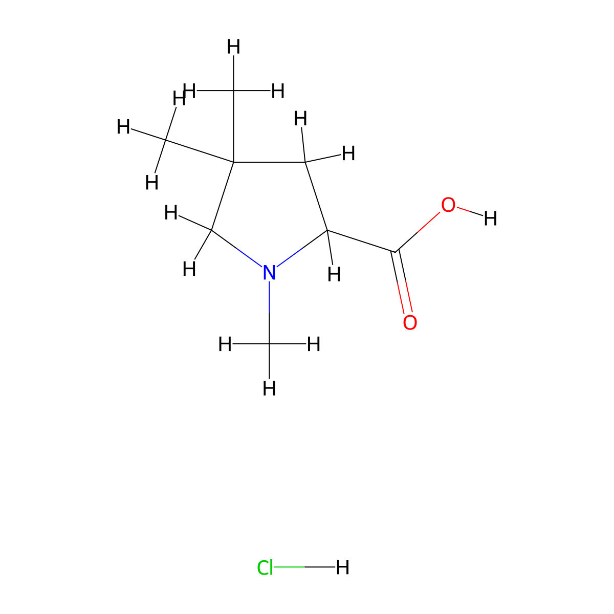 1,4,4-Trimethylpyrrolidine-2-carboxylic acid hydrochloride molecular structure, CAS 2241139-04-6