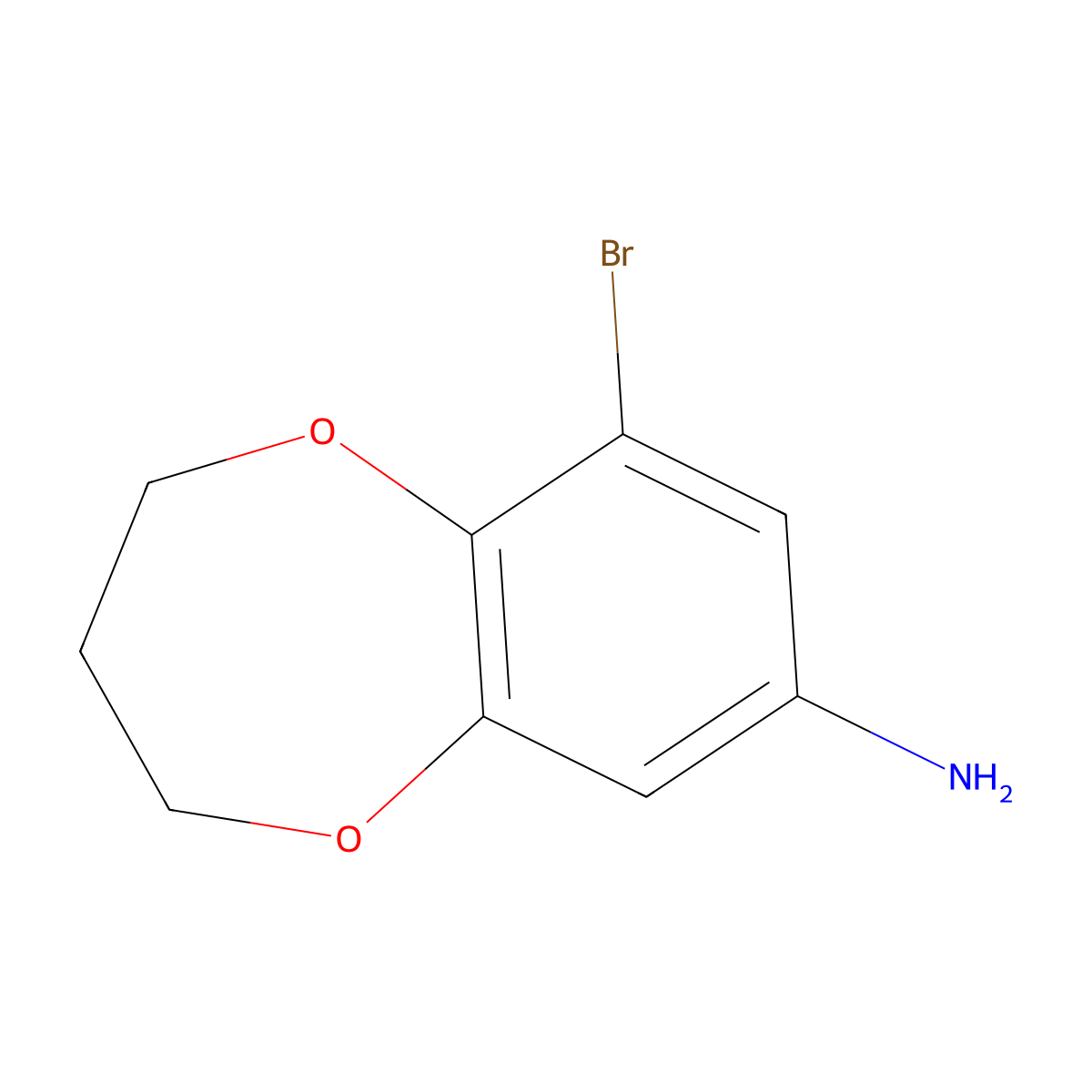 9-bromo-3,4-dihydro-2H-1,5-benzodioxepin-7-amine molecular structure, CAS 2241139-09-1
