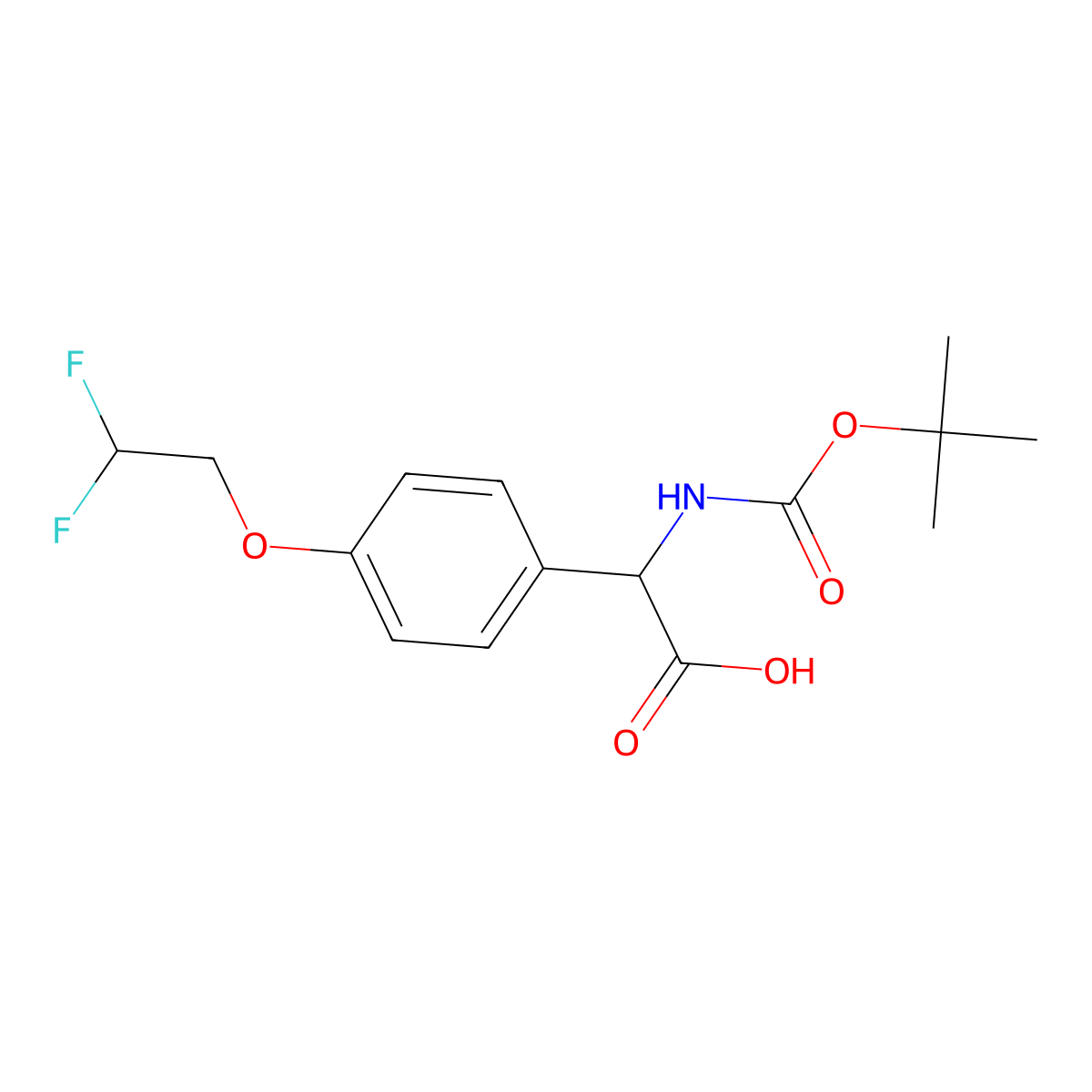 2-{[(Tert-butoxy)carbonyl]amino}-2-[4-(2,2-difluoroethoxy)phenyl]acetic acid molecular structure, CAS 2241139-10-4
