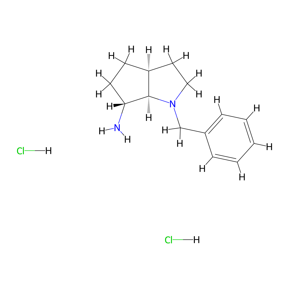 rac-(3aR,6S,6aS)-1-benzyl-octahydrocyclopenta[b]pyrrol-6-amine dihydrochloride molecular structure, CAS 2241139-24-0