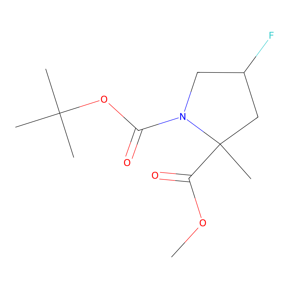 1-(tert-butyl) 2-methyl (2R,4S)-4-fluoro-2-methylpyrrolidine-1,2-dicarboxylate molecular structure, CAS 2241139-25-1