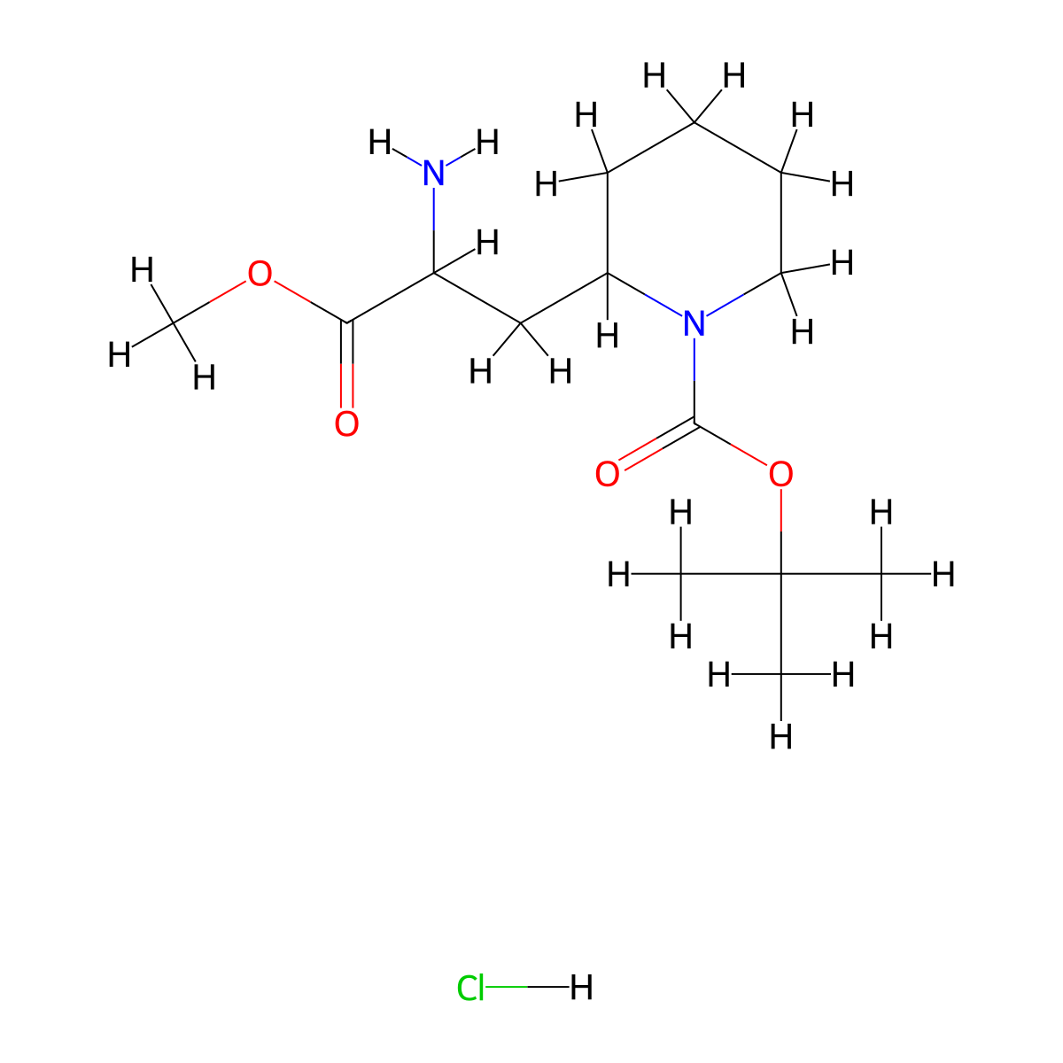Tert-butyl 2-(2-amino-3-methoxy-3-oxopropyl)piperidine-1-carboxylate hydrochloride molecular structure, CAS 2241139-35-3