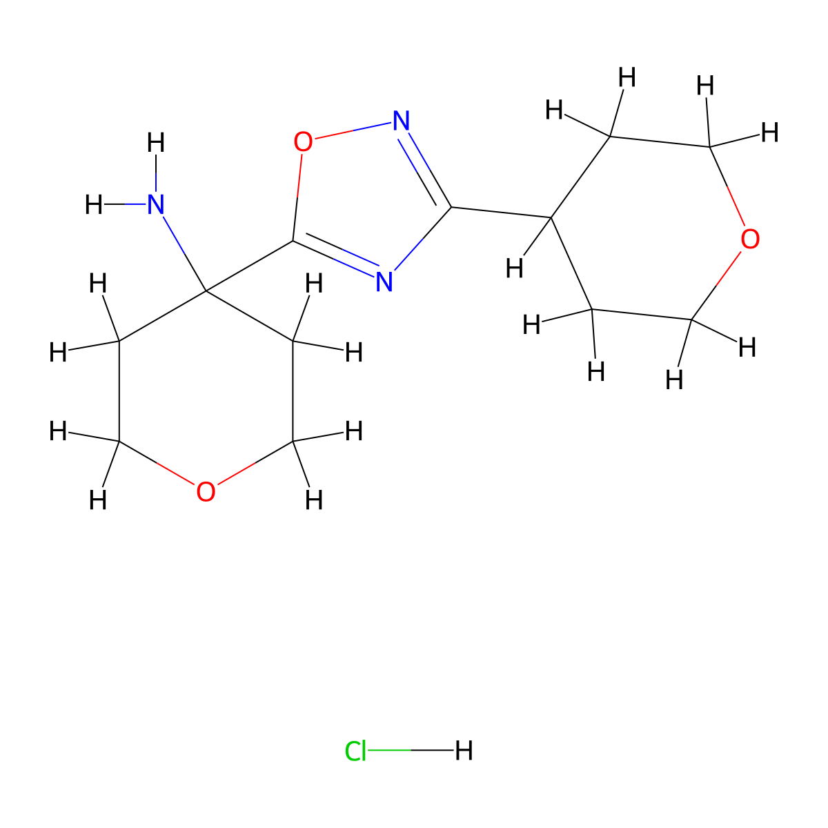 4-[3-(Oxan-4-yl)-1,2,4-oxadiazol-5-yl]oxan-4-amine hydrochloride molecular structure, CAS 2241139-40-0