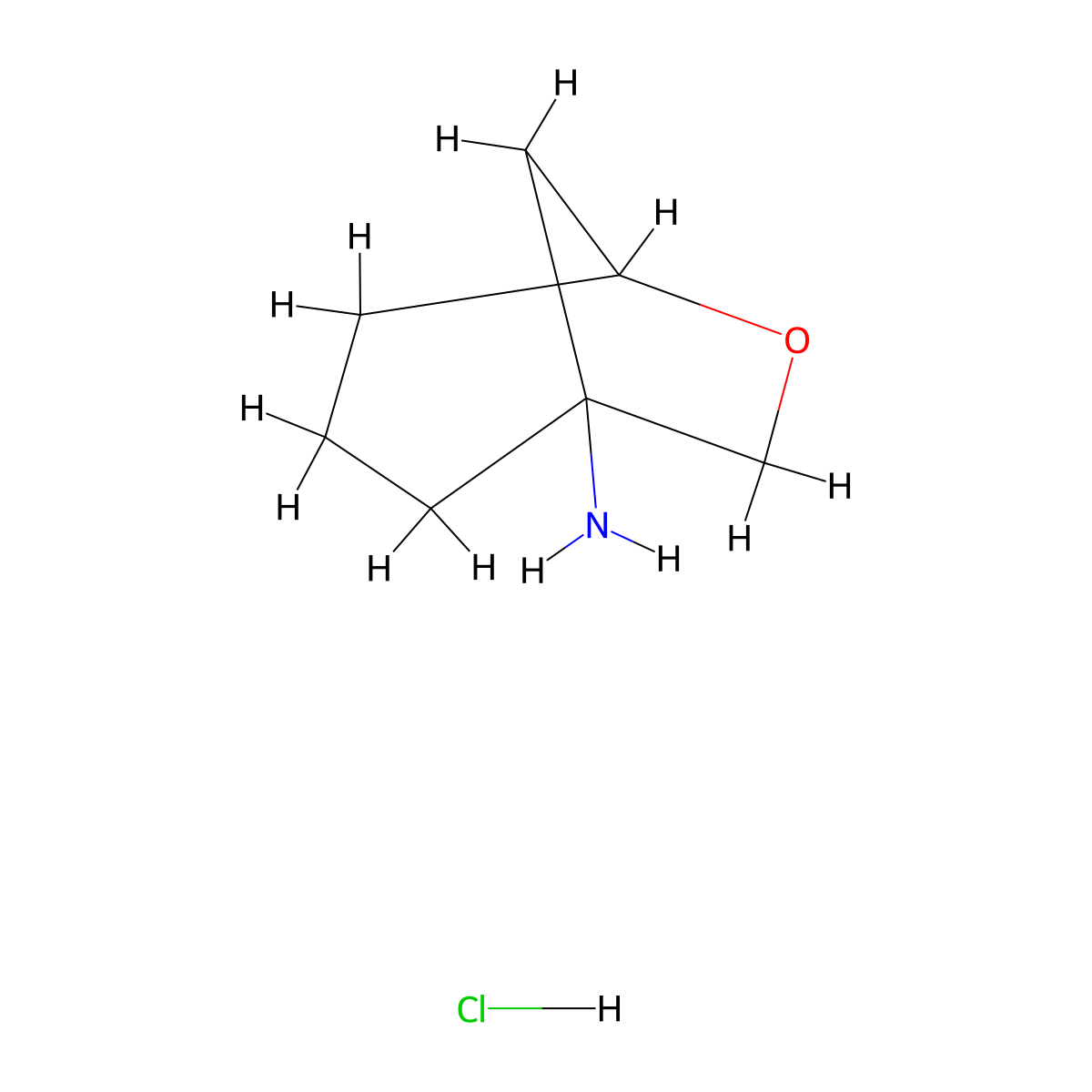 6-Oxabicyclo(3.2.1)octan-1-amine hydrochloride molecular structure, CAS 2241139-45-5