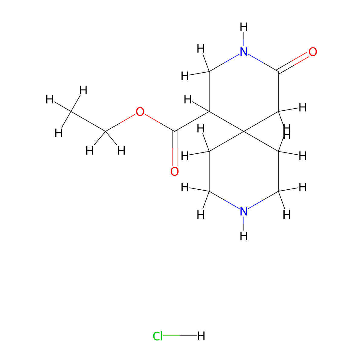 Ethyl 4-oxo-3,9-diazaspiro(5.5)undecane-1-carboxylate hydrochloride molecular structure, CAS 2241139-47-7
