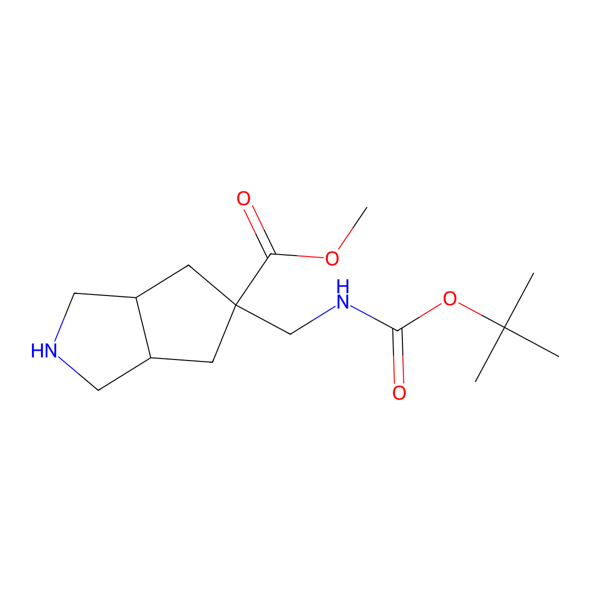 Methyl 5-({[(tert-butoxy)carbonyl]amino}methyl)-octahydrocyclopenta[c]pyrrole-5-carboxylate molecular structure, CAS 2241139-48-8