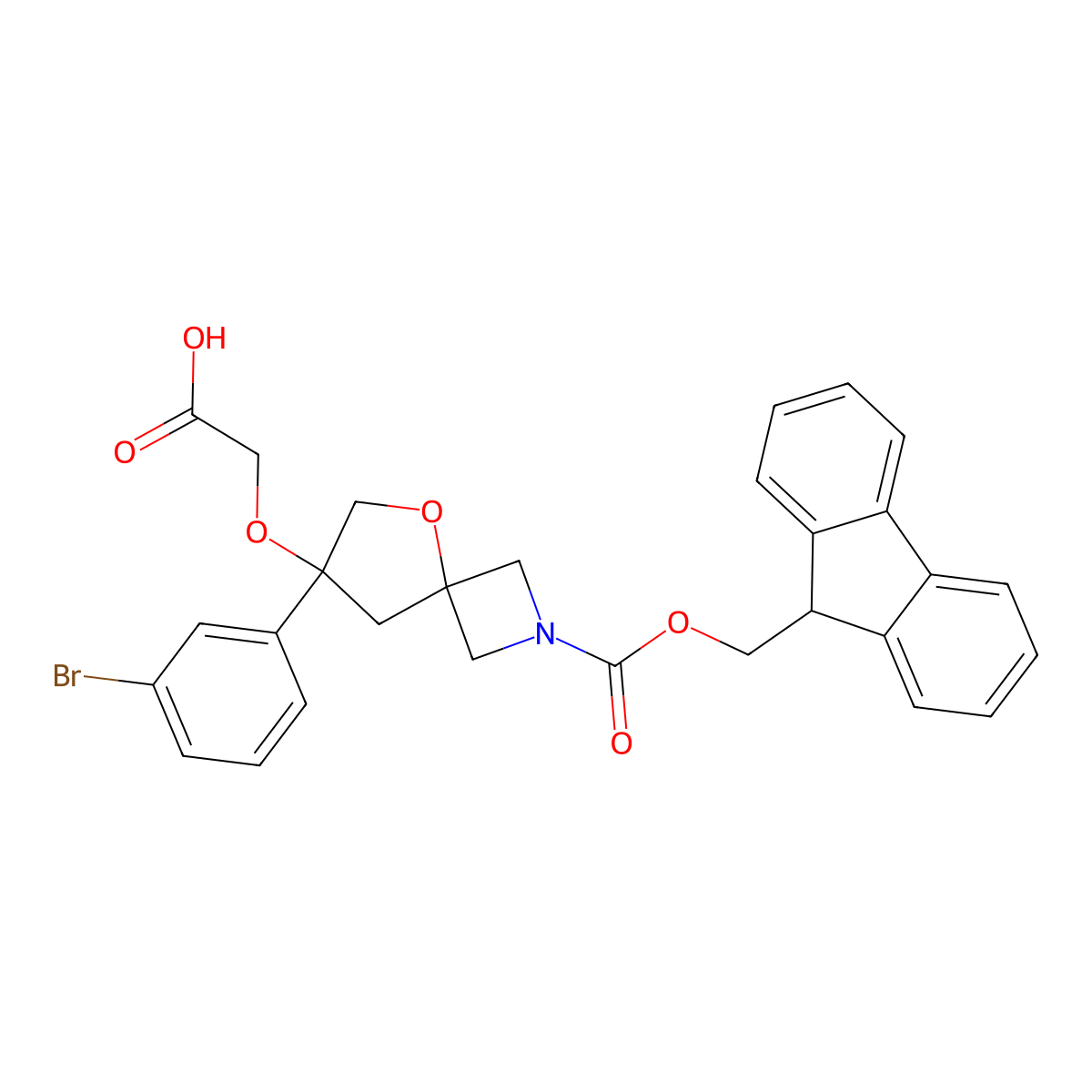 2-[[7-(3-Bromophenyl)-2-(9H-fluoren-9-ylmethoxycarbonyl)-5-oxa-2-azaspiro[3.4]octan-7-yl]oxy]acetic acid molecular structure, CAS 2241139-51-3