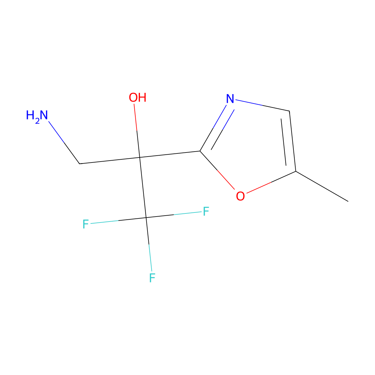 3-Amino-1,1,1-trifluoro-2-(5-methyl-1,3-oxazol-2-yl)propan-2-ol molecular structure, CAS 2241139-56-8
