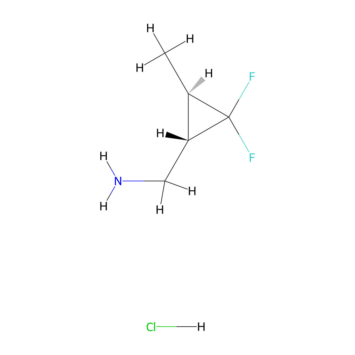Rac-[(1r,3s)-2,2-difluoro-3-methylcyclopropyl]methanamine hydrochloride molecular structure, CAS 2241139-59-1