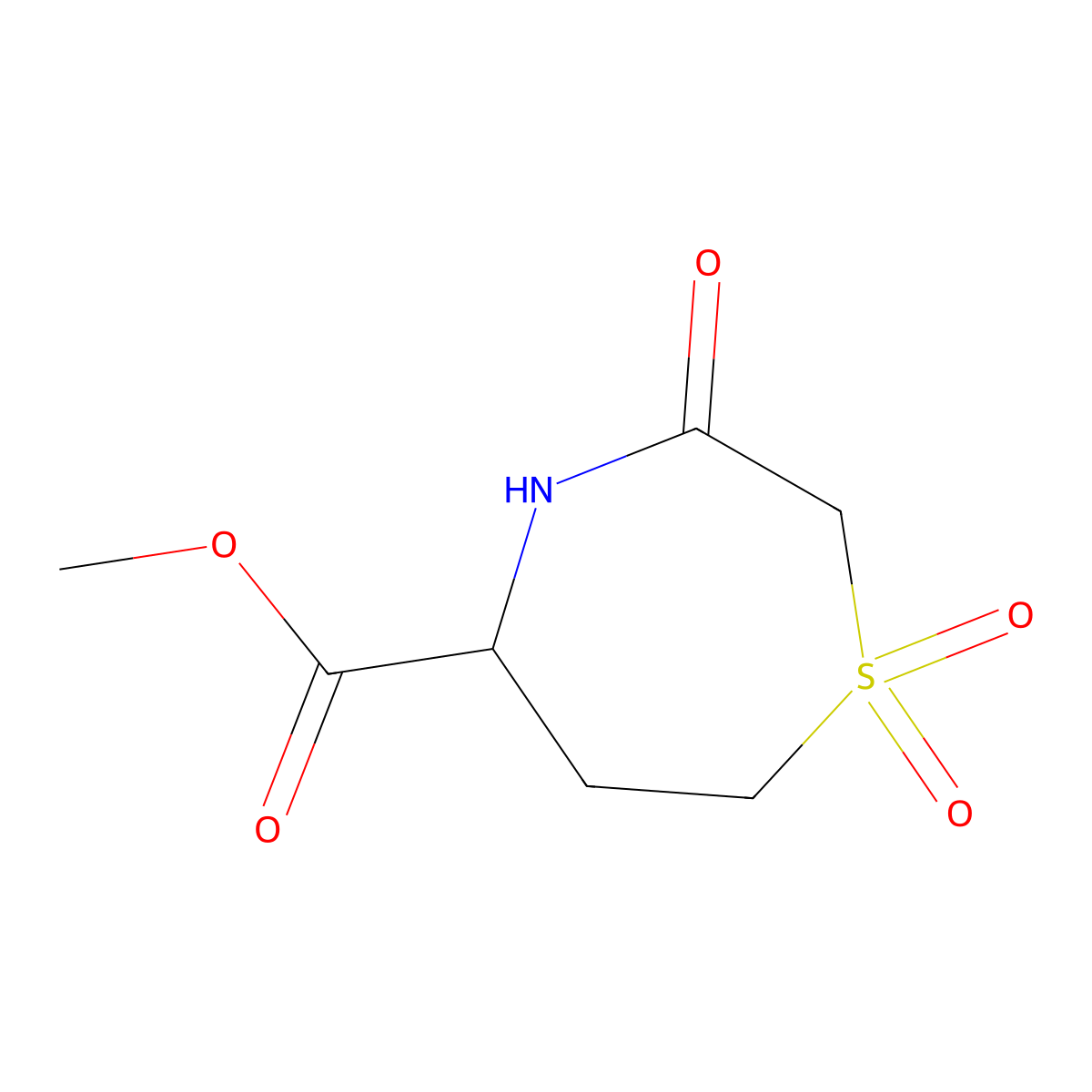 Methyl 1,1,3-trioxo-1,4-thiazepane-5-carboxylate molecular structure, CAS 2241139-65-9