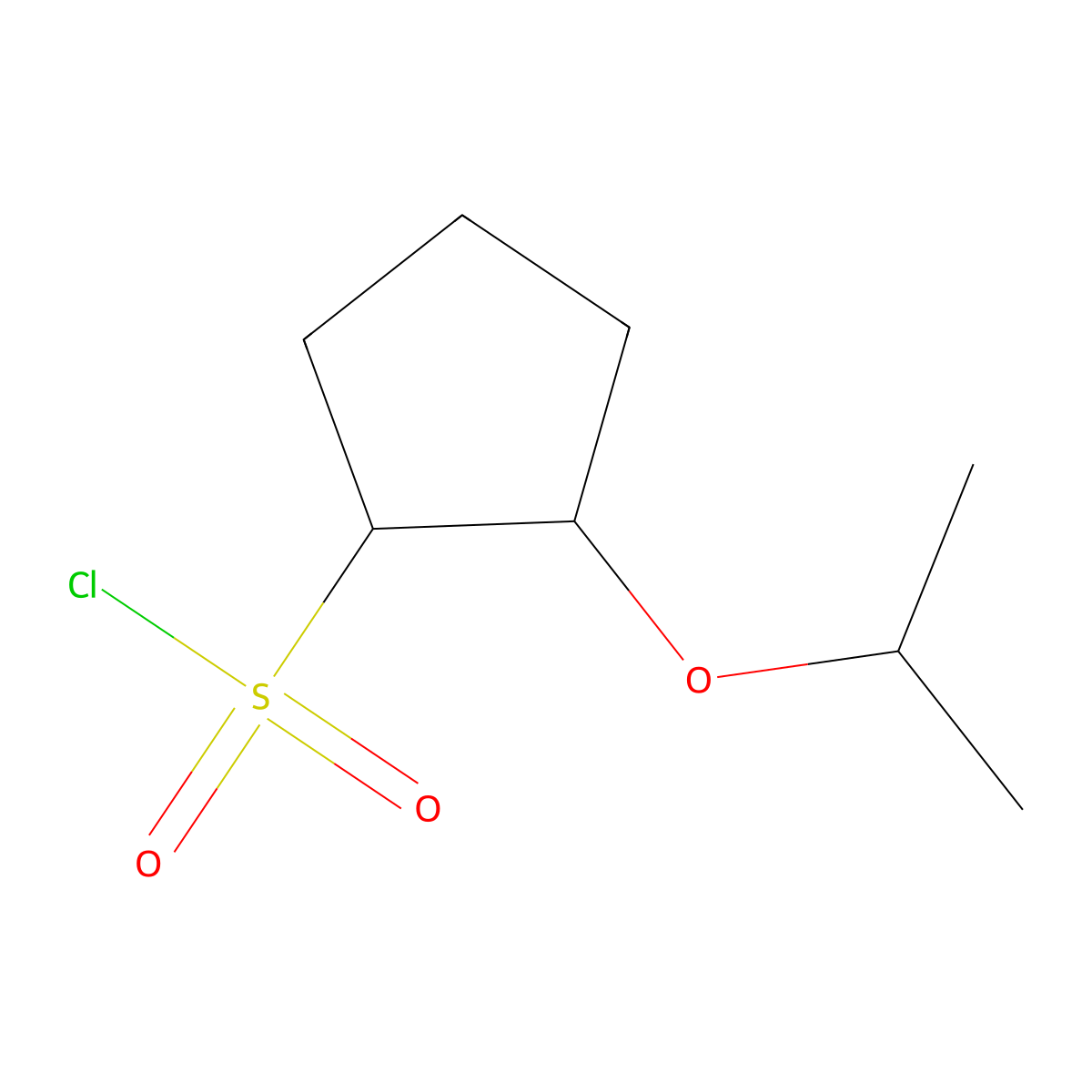 rac-(1R,2S)-2-(propan-2-yloxy)cyclopentane-1-sulfonyl chloride molecular structure, CAS 2241139-68-2