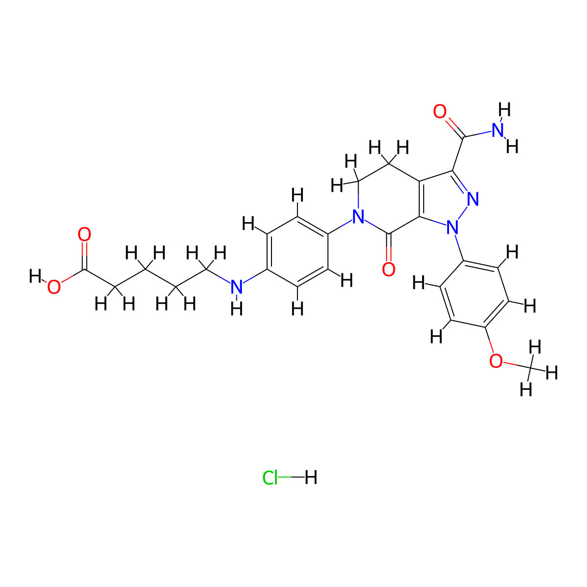 5-({4-[3-carbamoyl-1-(4-methoxyphenyl)-7-oxo-1H,4H,5H,6H,7H-pyrazolo[3,4-c]pyridin-6-yl]phenyl}amino)pentanoic acid hydrochloride molecular structure, CAS 2241139-69-3